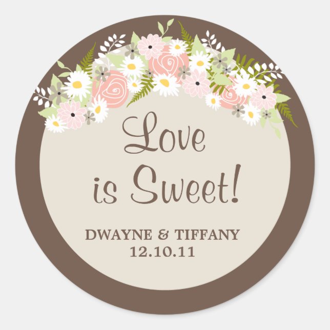 Love is Sweet - Flowers Classic Round Sticker (Front)