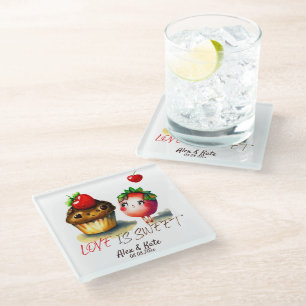 Love is Sweet Fun Glass Coaster