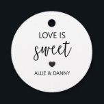 Love is Sweet Gift Tags, Black Wedding or Shower Favour Tags<br><div class="desc">These personalised love is sweet favour tags are for sending guest to your bridal shower or wedding home with a sweet treat.</div>