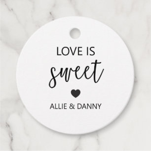 Love is Sweet Gift Tags, Black Wedding or Shower Favour Tags