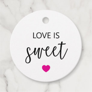 Love is Sweet Gift Tags, Fuchsia Wedding Favour Tags