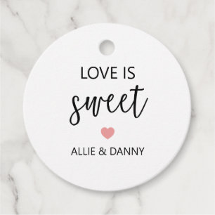 Love is Sweet Gift Tags, Pink Wedding or Shower Favour Tags