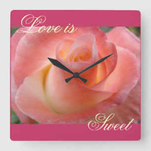 Love is Sweet gifts Pink Wall Clocks Rose Deco