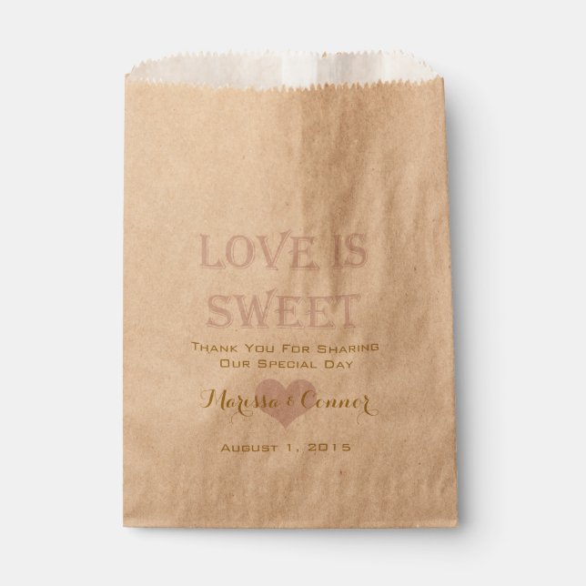 Love Is Sweet Gold and Blush Wedding Bags (Front)