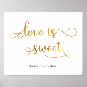 "Love is sweet" gold dessert favours Wedding Sign