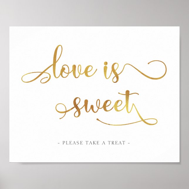 "Love is sweet" gold dessert favours Wedding Sign (Front)
