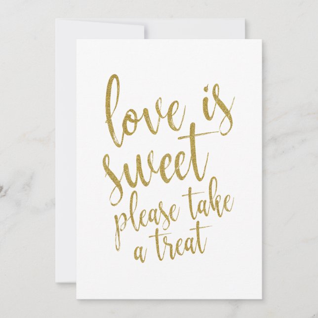 Love is Sweet Gold Glitter Affordable Wedding Sign (Front)