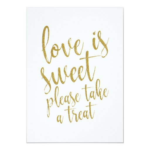 Image of Love is Sweet Gold Glitter Affordable Wedding Sign Invitation