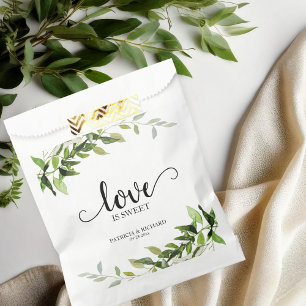 Love Is Sweet Greenery Wedding Favour Bags