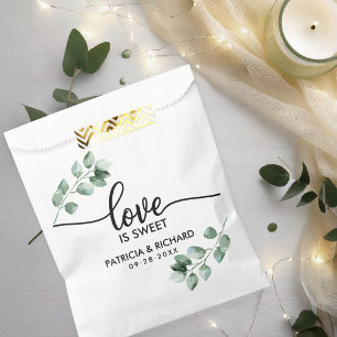 Love Is Sweet Greenery Wedding Favour Bags
