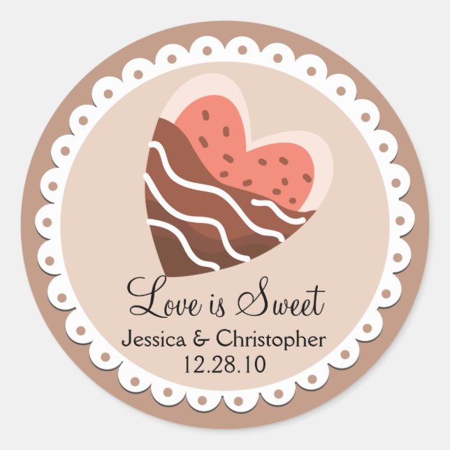 Love is Sweet - Heart Cookie dipped in Chocolate Classic Round Sticker (Front)