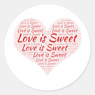 Love is Sweet Heart Word Cloud Wedding Classic Round Sticker