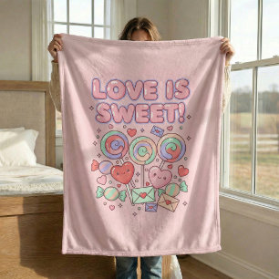 Love Is Sweet Kawaii Cute Cosy Fleece Blanket Gift