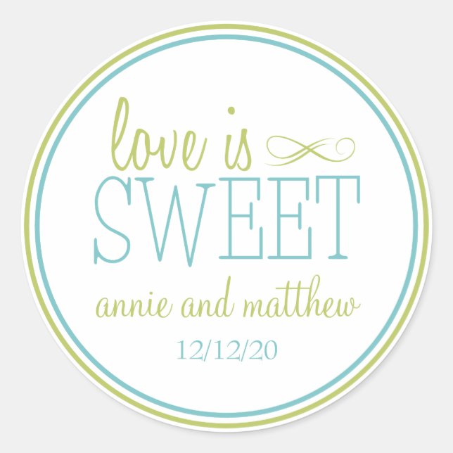 Love Is Sweet Labels (Chartreuse / Teal) (Front)