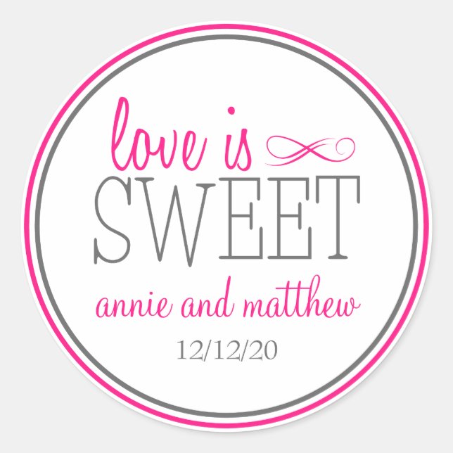 Love Is Sweet Labels (Hot Pink / Grey) (Front)