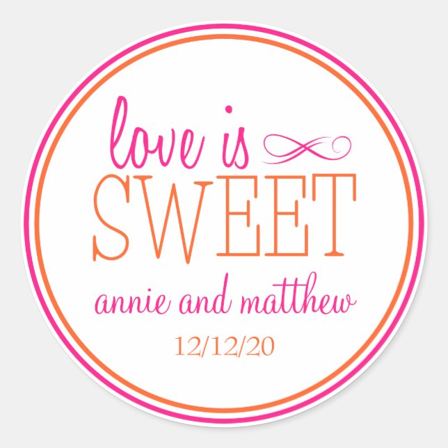 Love Is Sweet Labels (Hot Pink / Orange) (Front)
