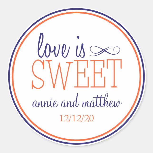 Love Is Sweet Labels (Navy Blue / Orange) (Front)