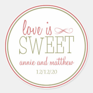 Love Is Sweet Labels (Pale Red / Olive Green)