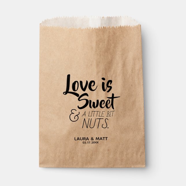 Love is Sweet Little Bit Nuts Wedding Favour Bags (Front)