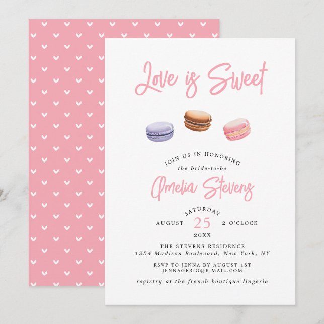 Love Is Sweet (Macaron) | Bridal Shower Invitation (Front/Back)
