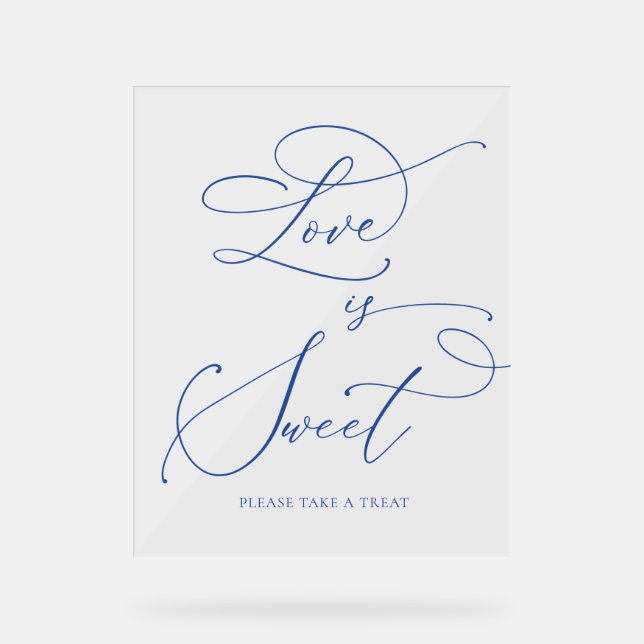 Love is Sweet Marseille Bleu Dessert Bar Acrylic Sign (Front)