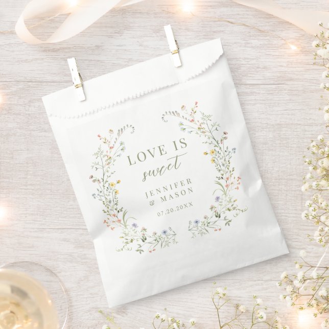 Love Is Sweet Meadow Wildflower Wedding Thank You Favour Bags (Clipped)