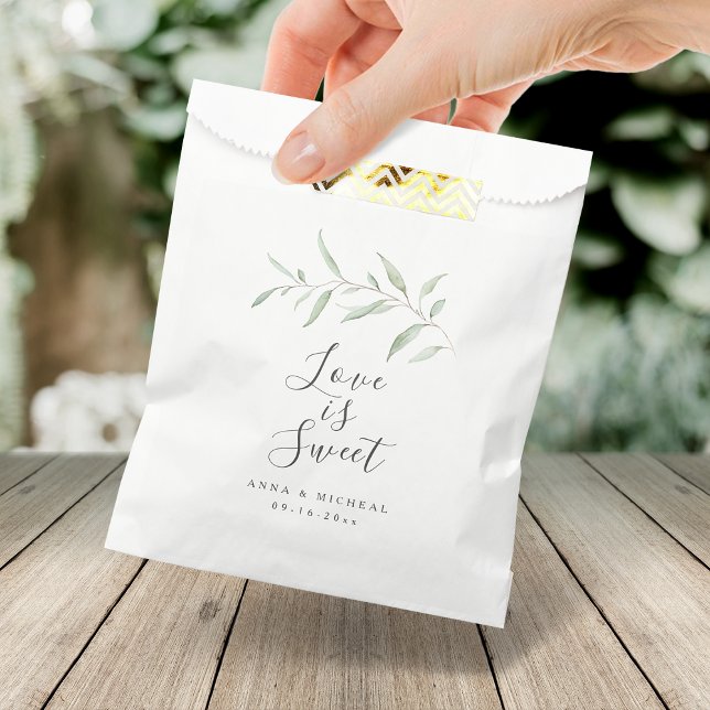 Love is sweet minimal greenery rustic wedding favour bags (Love is sweet minimal greenery rustic wedding favor bag)