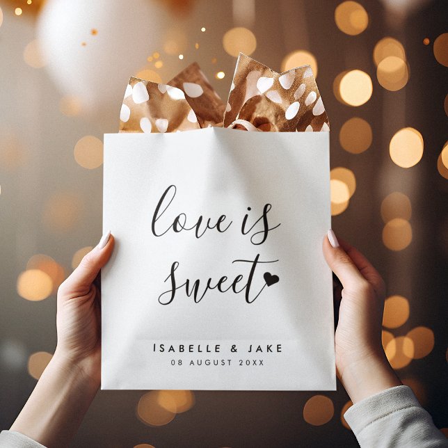 Love is Sweet | Minimalist Simple White Wedding Favour Bags (Creator Uploaded)