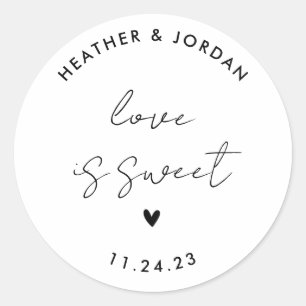 Love Is Sweet Minimalist Wedding Sweet Favour Classic Round Sticker