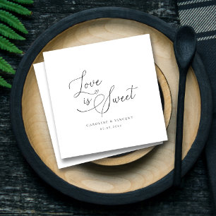Love is sweet Modern & Elegant Calligraphy Wedding Napkin