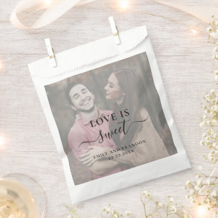 Love Is Sweet Modern Elegant Simple Photo Wedding Favour Bags