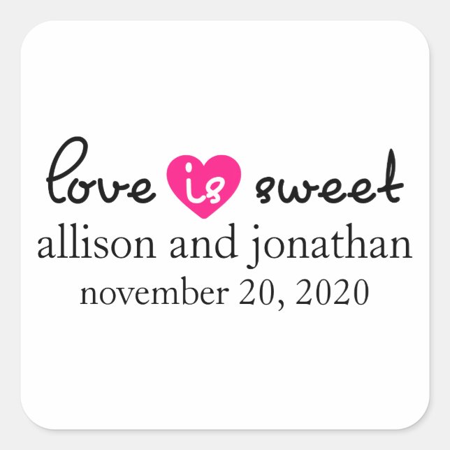 Love Is Sweet Modern Heart Labels (Black / Pink) (Front)