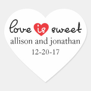 Love Is Sweet Modern Heart Labels (Black / Red)