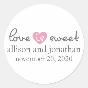 Love Is Sweet Modern Heart Labels (Grey / Pink)