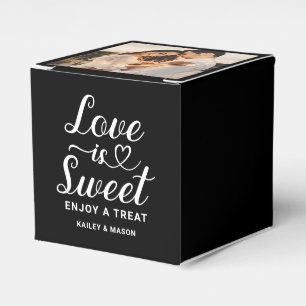 Love is Sweet Modern Heart Script Wedding Photo Favour Box