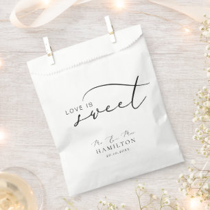Love is sweet Modern Minimal Calligraphy Wedding  Favour Bags