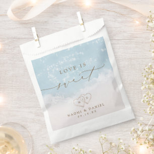 Love is Sweet Modern Script Beach Sand Hearts Favour Bags