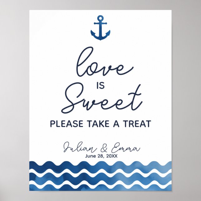 Love is sweet modern wedding /party sign (Front)
