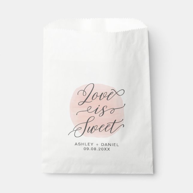 Love is Sweet Modern Wedding Treat Sacks, Favour Bags (Front)
