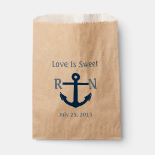 Love Is Sweet Nautical Anchor Wedding Navy Blue Favour Bags