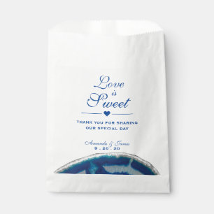 Love is Sweet Navy Blue Wedding Agate Favour Bags