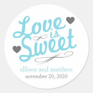 Love Is Sweet Old Fashioined Labels (Blue / Grey)