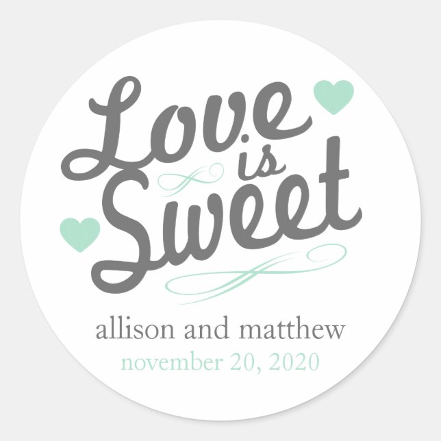 Love Is Sweet Old Fashioined Labels (Grey / Mint) (Front)