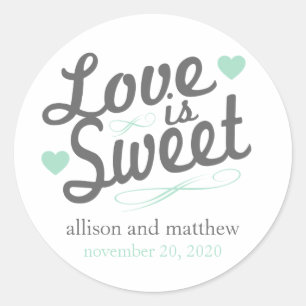 Love Is Sweet Old Fashioined Labels (Grey / Mint)