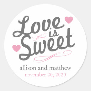 Love Is Sweet Old Fashioined Labels (Grey / Pink)