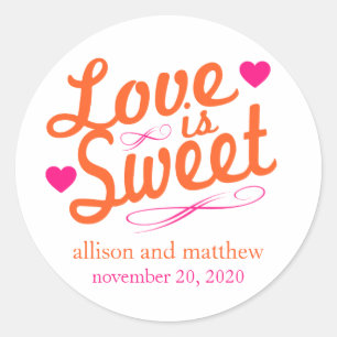 Love Is Sweet Old Fashioined Labels (Orange/Pink)