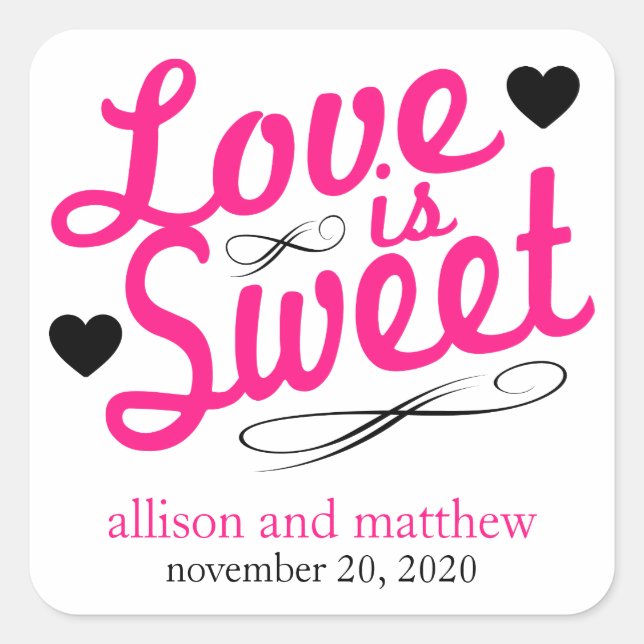 Love Is Sweet Old Fashioined Labels (Pink / Black) (Front)