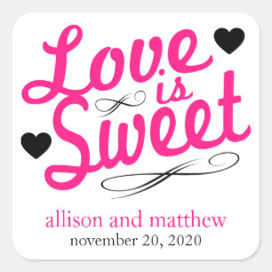 Love Is Sweet Old Fashioined Labels (Pink / Black)