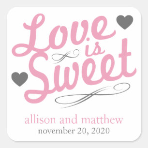 Love Is Sweet Old Fashioined Labels (Pink / Grey)