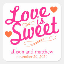 Love Is Sweet Old Fashioined Labels (Pink/Orange)